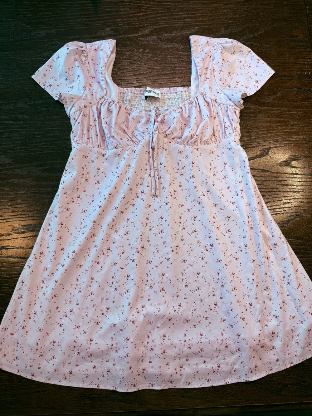 Princess Polly Light Pink Floral Square-Neck Dress